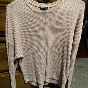 Express Light Pink Waffle Knit Sweatshirt
